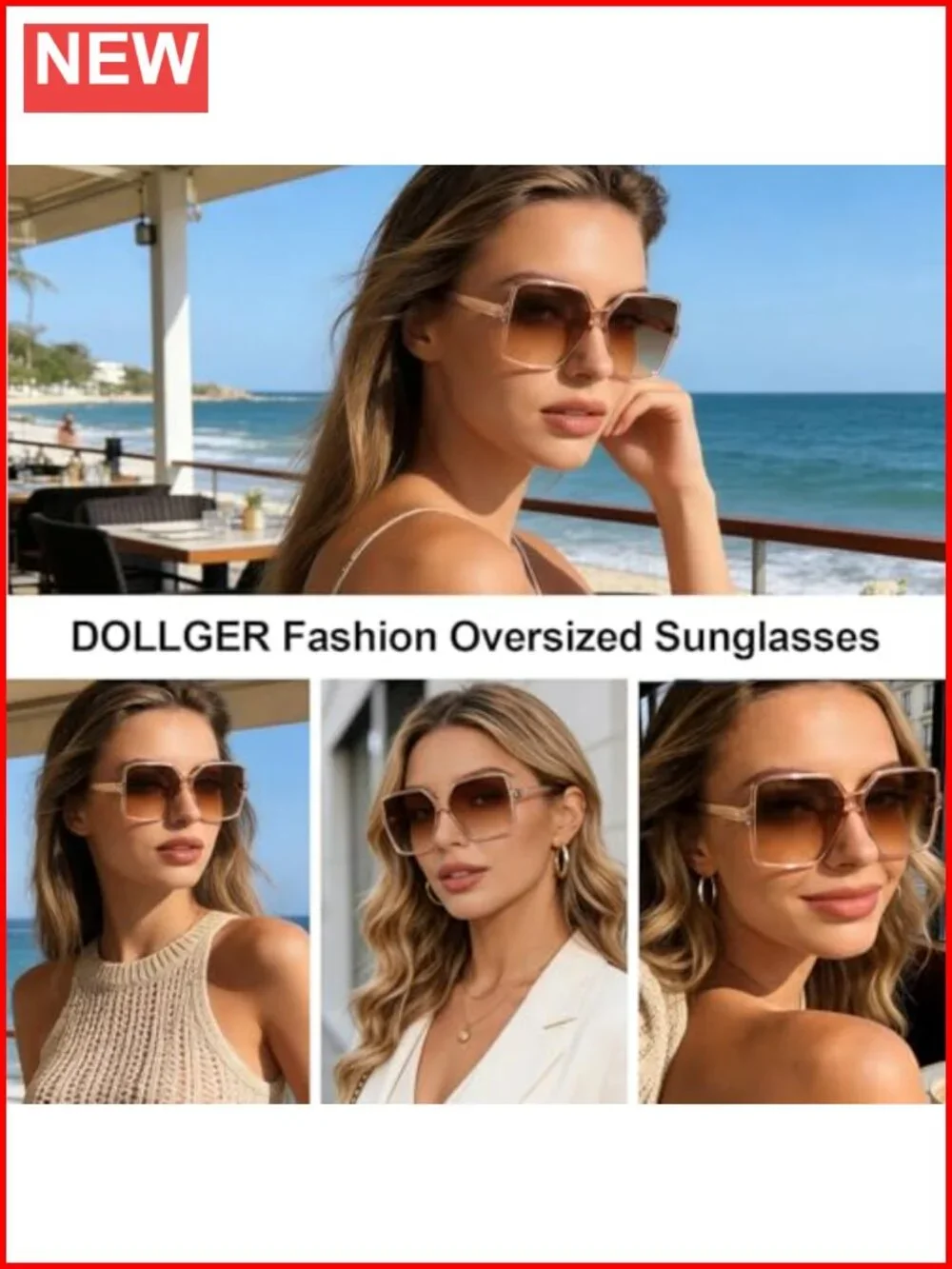 Oversized Square Sunglasses for Women UV400 Protection Wide Trendy Shades